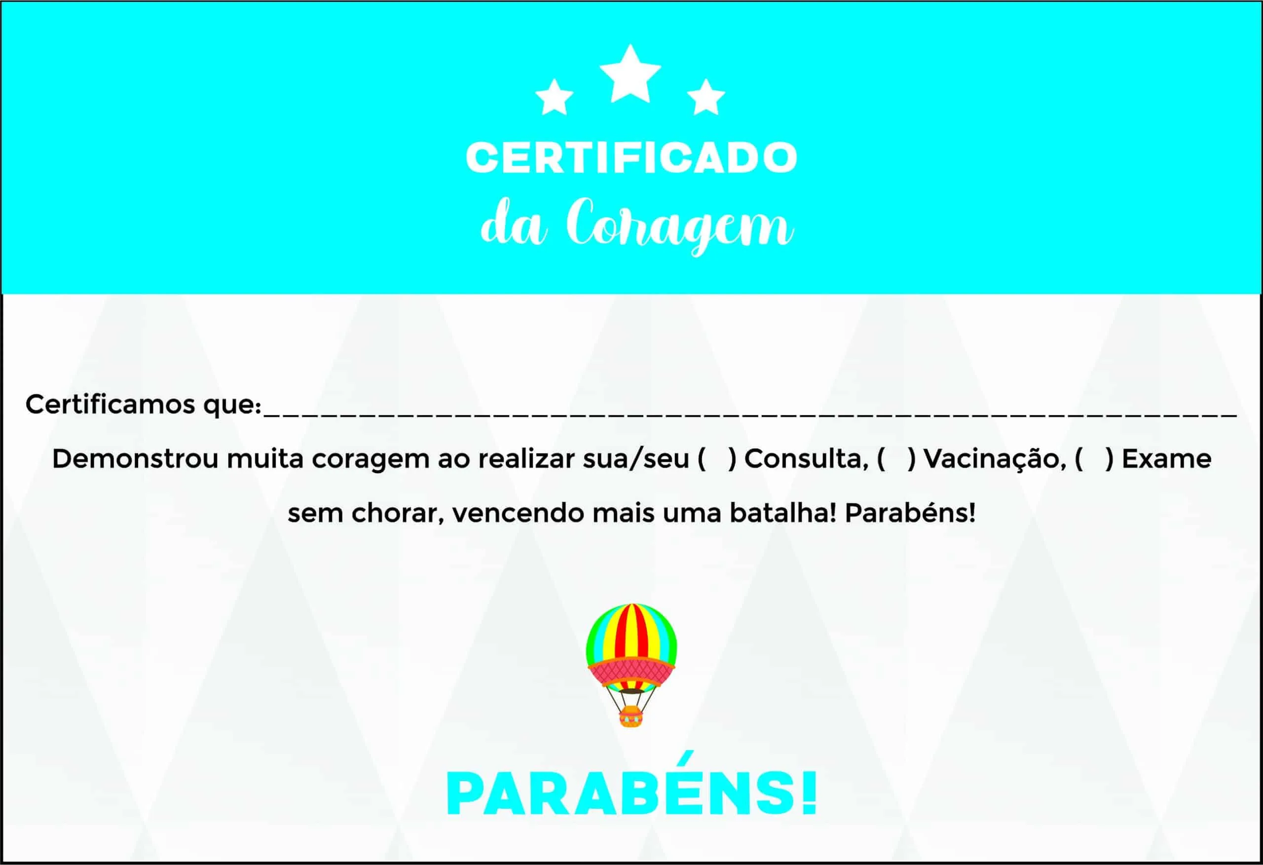 Certificado da Coragem Pediatria Estetino
