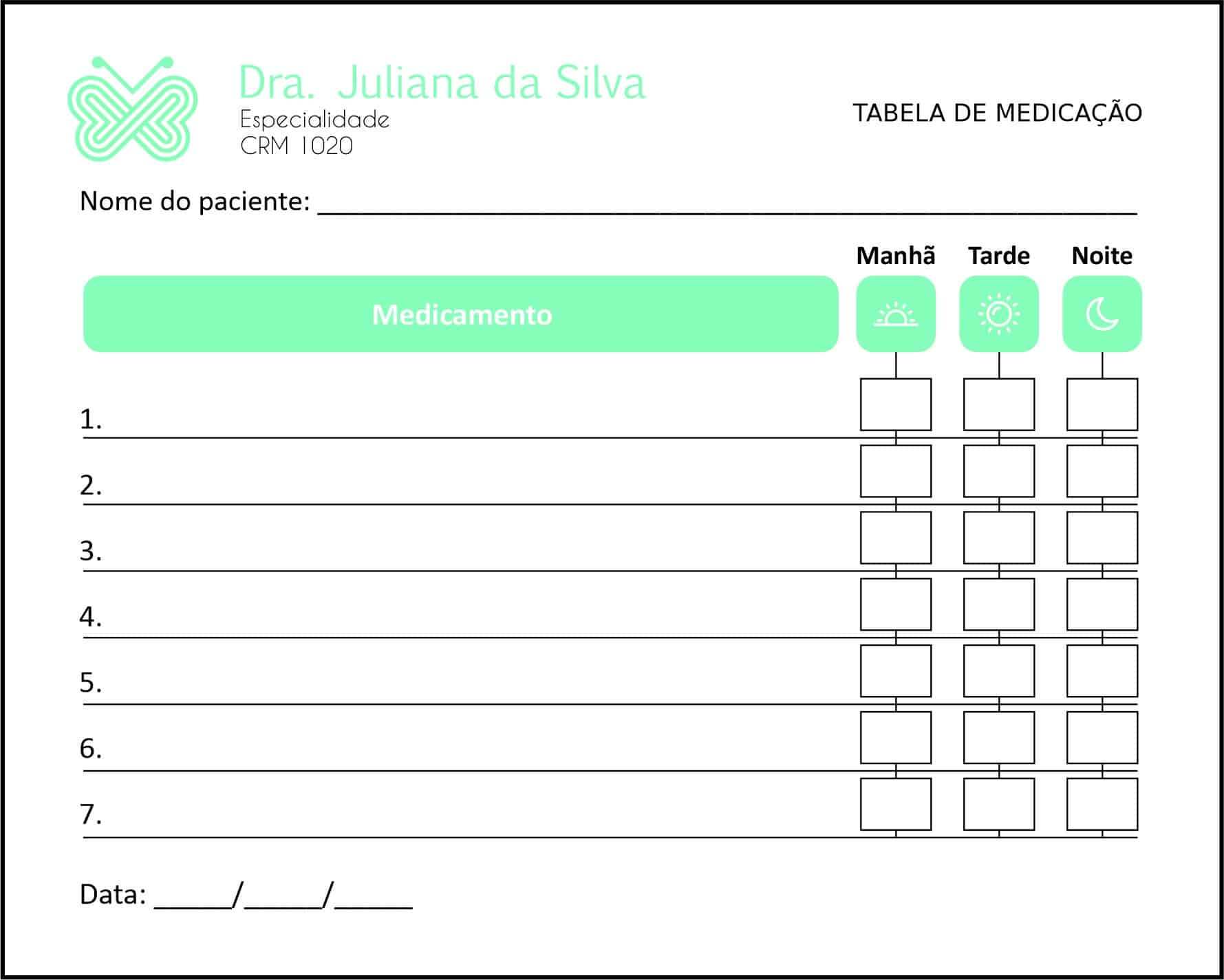 Tabela de Medicação Endocrinologia Vancouver