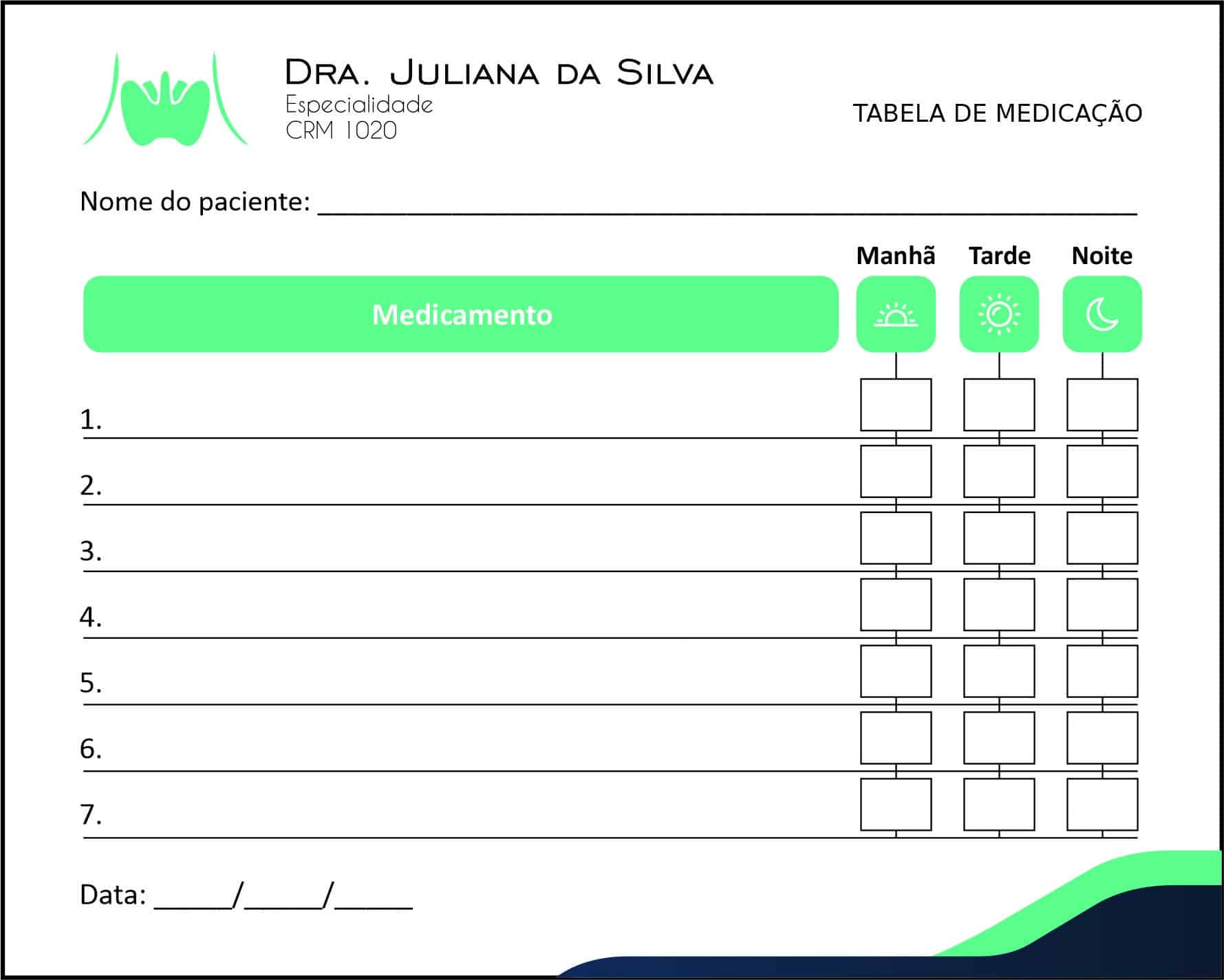 Tabela de Medicação Endocrinologista Ottawa
