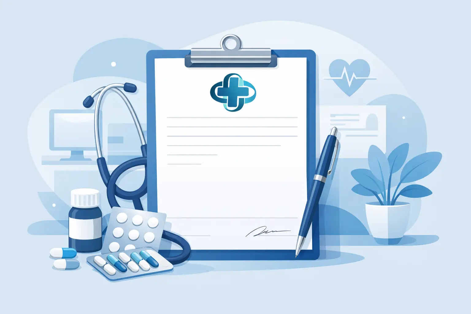 Receituário médico com logo da clínica