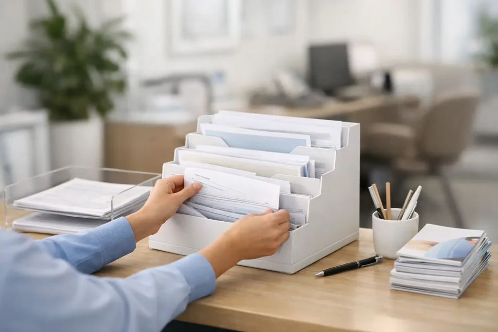Como organizar impressos da recepção clínica